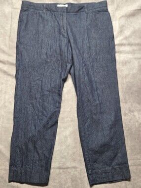 Gap Slim Cropped Pants Womens Size 14 Blue Straight Stretch Flat Front